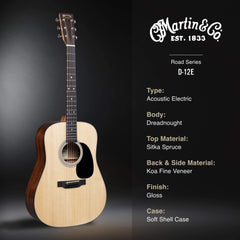 Martin D-12E Sapele Road Series Gloss Natural | Music Experience | Shop Online | South Africa