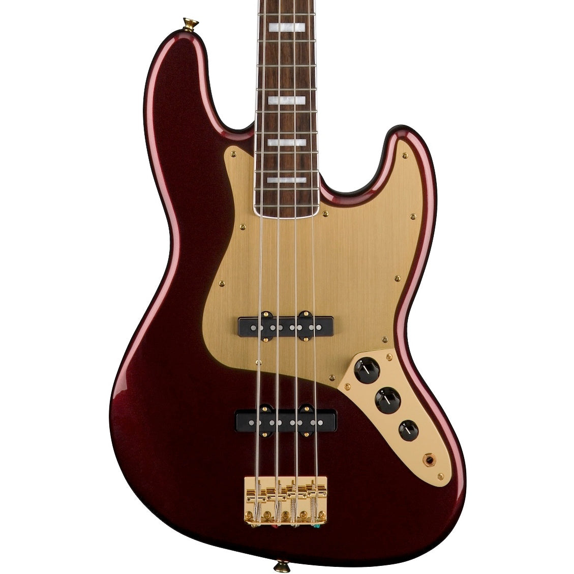 Fender Squier 40th Anniversary Jazz Bass Gold Edition Ruby Red Metallic | Music Experience | Shop Online | South Africa